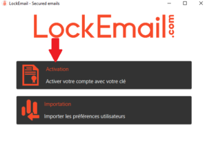 Lockemail activation screen